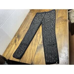 Trina Turk Women Leopard Black Dress Pants Straight Leg Wool Blend Career SZ 4